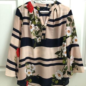 Zac & Rachel Floral Striped Blouse L